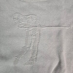 Vintage Staff Golfing Golfer Knit Crewneck Sweater Mens Medium Tan Cotton USA
